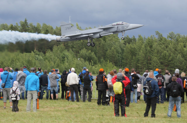 Swedish Air Force Saab JAS 39 Gripen at Tour-de-Sky airshow at Kuopio, Finand. (Photo by Fyodor Borisov/Transport-Photo Images)