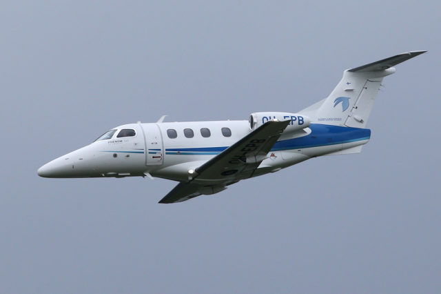 Finnish flight academy Embraer Phenom 100 at Tour-de-Sky airshow at Kuopio, Finand. (Photo by Fyodor Borisov/Transport-Photo Images)