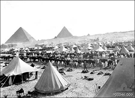 Some diaries discuss journeys to Egypt and soldiers' thoughts on the Pyramids and the Sphinx. Image AWM.gov.au ID P00046.009