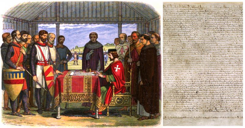 An original version of Magna Carta, agreed by John and the barons in 1215
