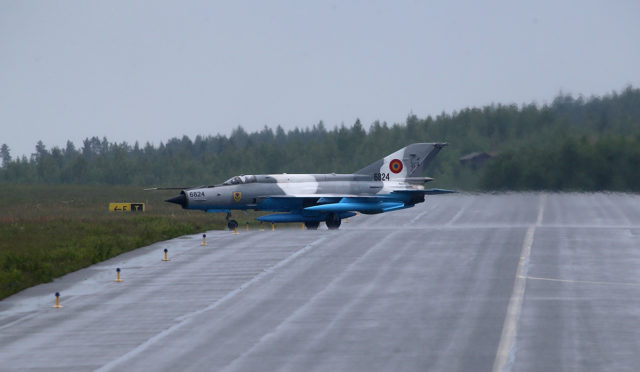 Romania Air Force Mikoyan-Gurevich MiG-21 at Tour-de-Sky airshow at Kuopio, Finand. (Photo by Fyodor Borisov/Transport-Photo Images)