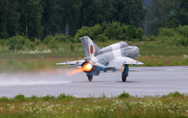 Romania Air Force Mikoyan-Gurevich MiG-21 at Tour-de-Sky airshow at Kuopio, Finand. (Photo by Fyodor Borisov/Transport-Photo Images)