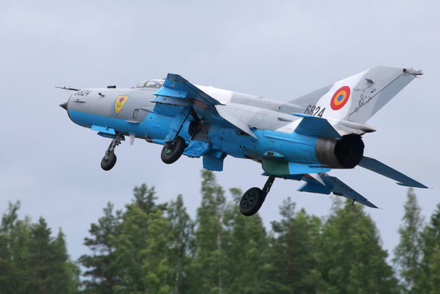 Romania Air Force Mikoyan-Gurevich MiG-21 at Tour-de-Sky airshow at Kuopio, Finand. (Photo by Fyodor Borisov/Transport-Photo Images)