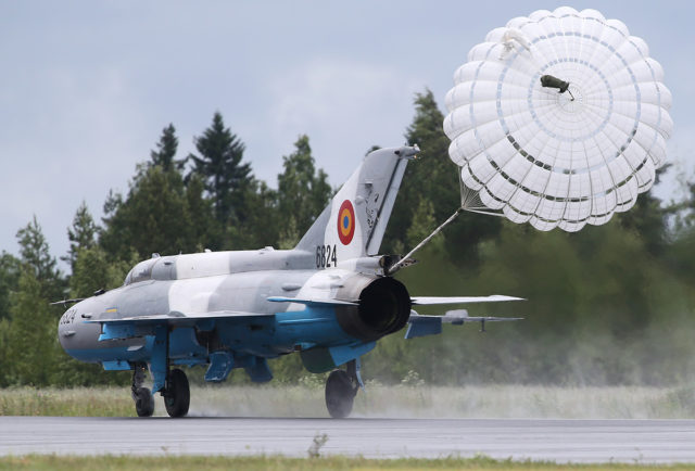 Romania Air Force Mikoyan-Gurevich MiG-21 at Tour-de-Sky airshow at Kuopio, Finand. (Photo by Fyodor Borisov/Transport-Photo Images)