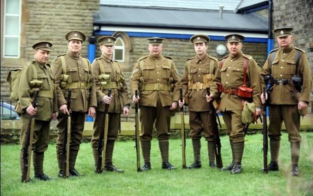 WWI re-enactment group which represents the Accrington Pals. Source: Cavendish Press