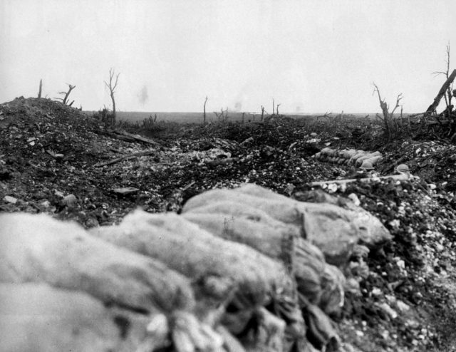 The view from Centre Way trench towards Mouquet Farm, August.