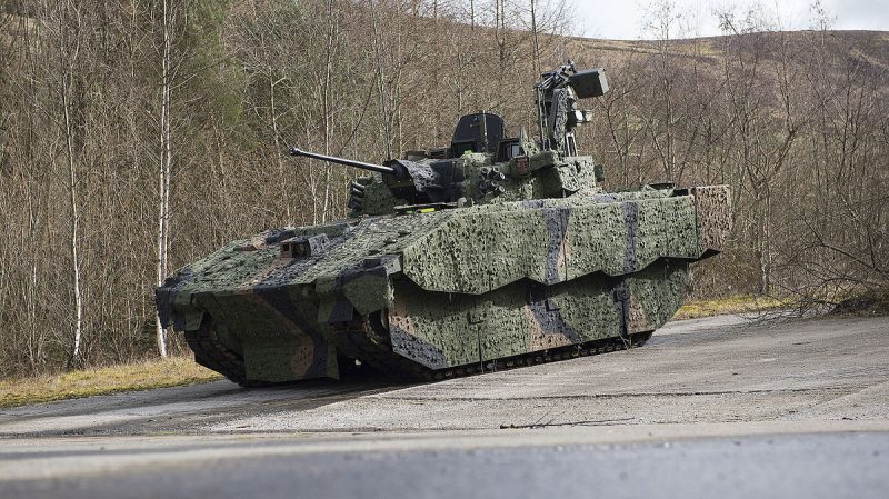AJAX, the Future Armoured Fighting Vehicle for the British Army.  Source: By Photo: Andrew Linnett/MOD, OGL, https://commons.wikimedia.org/w/index.php?curid=47870785