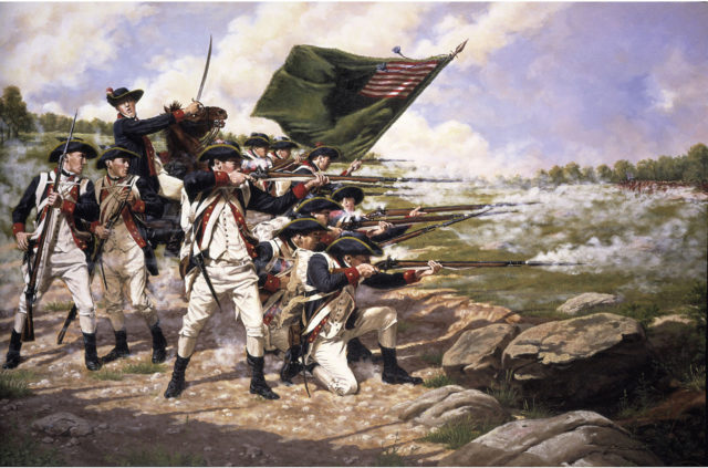 Painting of American soldiers during the Battle of Long Island. Wikipedia / Public Domain