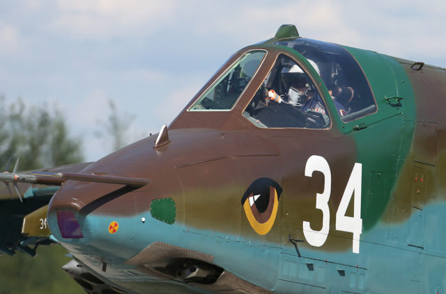 Belarus Airforce Sukhoi Su-25 attack plane at Aviadarts military exercise at Dyagilevo Airbase, Ryazan. Russia. (Photo by Fyodor Borisov/Transport-Photo Images)