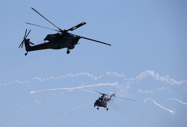 The Mil Mi-28 military helicopter at Aviadarts military exercise at Dubrovichi Air Range. (Photo by Fyodor Borisov/Transport-Photo Images)