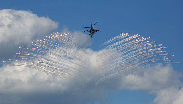 The Kamov Ka-52 military helicopter while Aviadarts military exercise at Dubrovichi Air Range. (Photo by Fyodor Borisov/Transport-Photo Images)