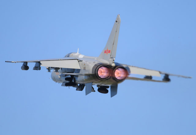 China Airforce Xian JH-7A bomber at Aviadarts military exercise at Dyagilevo Airbase, Ryazan. Russia. (Photo by Fyodor Borisov/Transport-Photo Images)