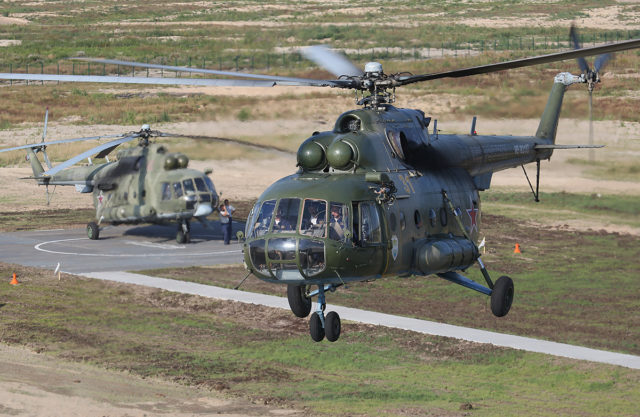 The Mil Mi-8 military helicopter at Aviadarts military exercise at Dubrovichi Air Range. (Photo by Fyodor Borisov/Transport-Photo Images)