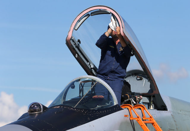 Russian Airforce MiG-29SMT fighter at Aviadarts military exercise at Dyagilevo Airbase, Ryazan. Russia. (Photo by Fyodor Borisov/Transport-Photo Images)