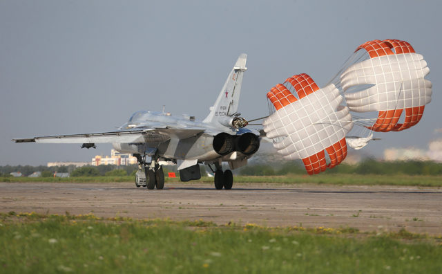 Russian Airforce Sukhoi Su-24 bomber at Aviadarts military exercise at Dyagilevo Airbase, Ryazan. Russia. (Photo by Fyodor Borisov/Transport-Photo Images)