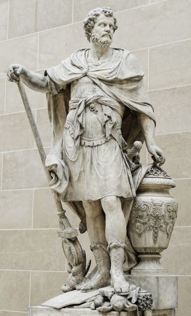 A well-known statue of Hannibal not showing an obvious missing eye or an eye patch. this statue represents Hannibal after Cannae, years after he lost his eye which was supposedly removed in its entirety, not simply left sightless. Wikipedia/Public Domain