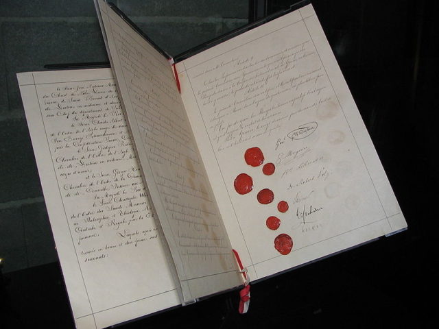 Original document of the First Geneva Convention, 1864. By Kevin Quinn, Ohio, US - Flickr, CC BY 2.0, https://commons.wikimedia.org/w/index.php?curid=359407 