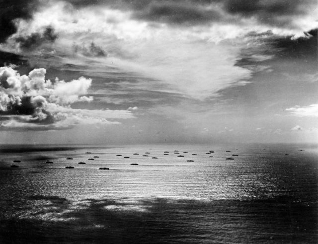 An Allied convoy in 1942. These were a vital supply line for the troops and civilians in Europe, but they caused a lot of stress in their home ports, especially Halifax. Source: Wiki/ public domain