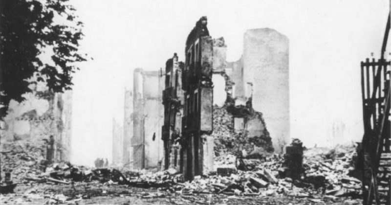 What was left of Guernica following the 1937 bombings.<a href=https://commons.wikimedia.org/wiki/Category:Images_from_the_German_Federal_Archive
>Photo Credit</a>