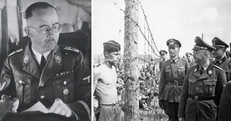 Himmler in 1945 and while inspecting a prisoner of war camp in Russia, 1941. 