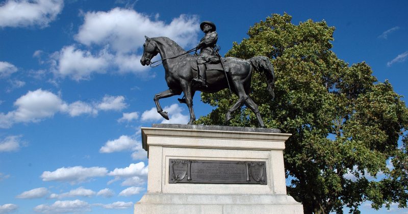 Monument at Gettysburg of John Fulton Reynolds, who was a career US Army officer and a General in the American Civil War.  Source: Wikipedia/ Public Domain