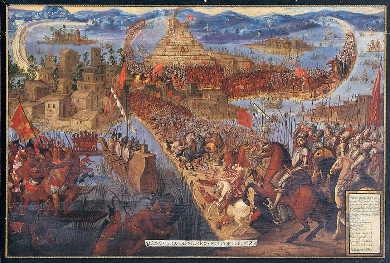 The 1521 Fall of Tenochtitlan, in the Spanish conquest of the Aztec Empire. 