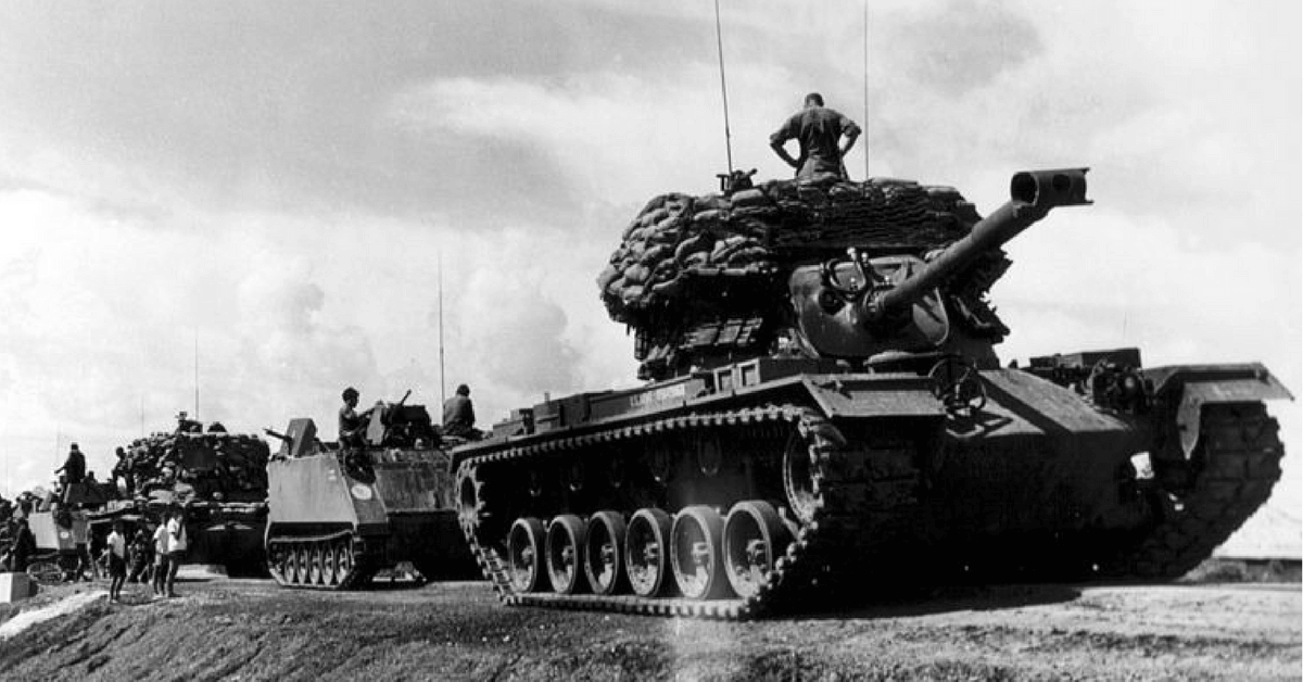A US tank convoy during the Vietnam War.