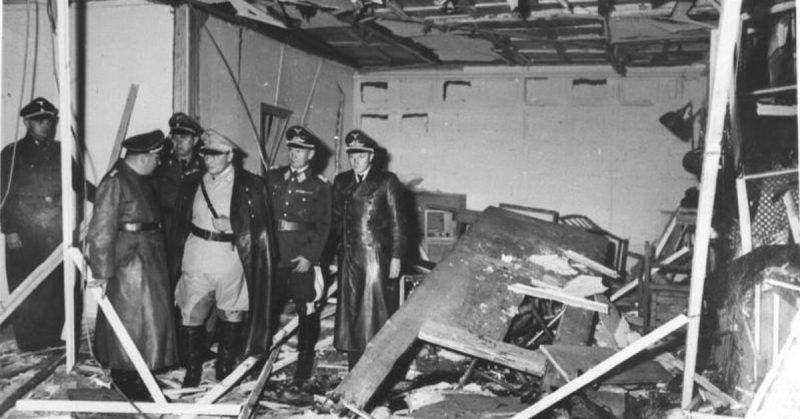 The conference room at the Wolf's Lair soon after the assassination attempt. By Bundesarchiv - CC BY-SA 3.0 de