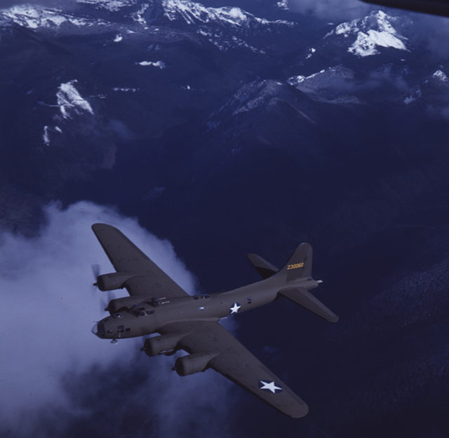 Boeing B-17F Flying Fortress above Mount Rainier, 1943