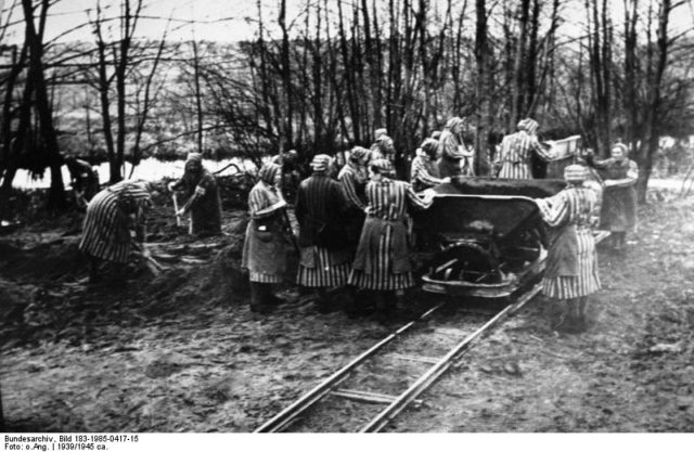 Ravensbruck Death Camp. Female inmates in 1939. Photo Credit.