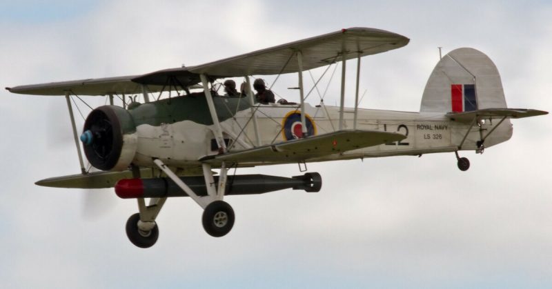 The Fairy Swordfish, one of the types of planes involved in the attack. By Tony Hisgett - CC BY 2.0