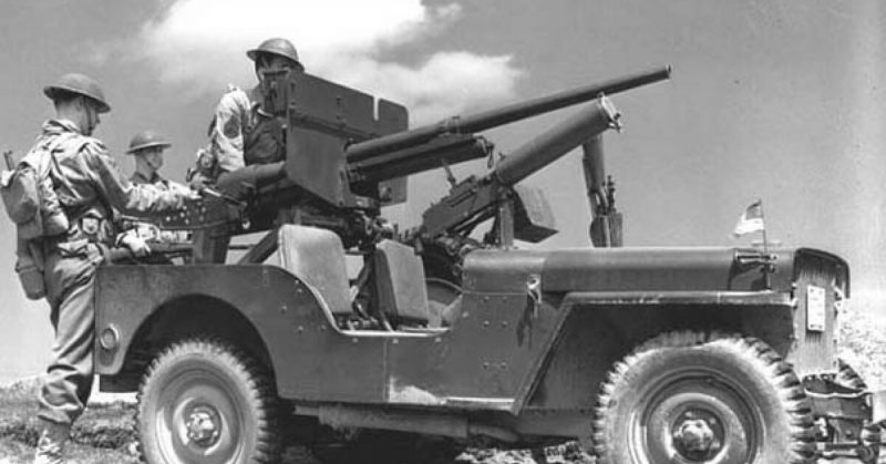 Jeep with a 37mm cannon and M1917 Browning machine gun in US 3rd Infantry, Newfoundland, 1942
