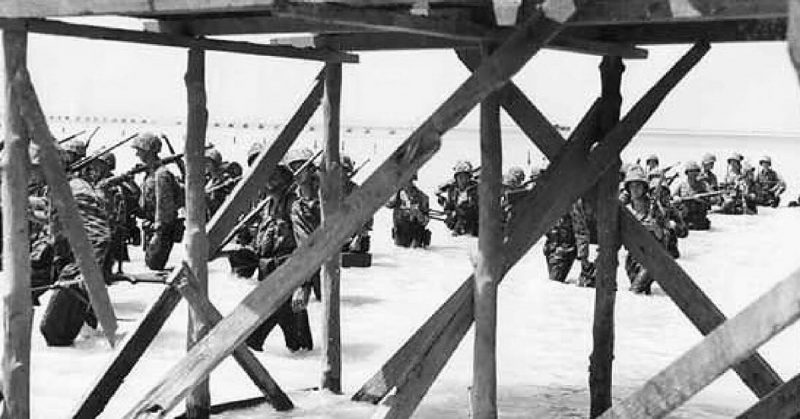 Marines landing on Tarawa Island.