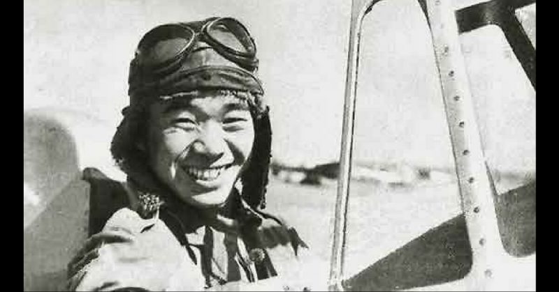 Saburō Sakai in the cockpit of a Mitsubishi A5M Type 95 fighter at the Hankow Airfield in China in 1939