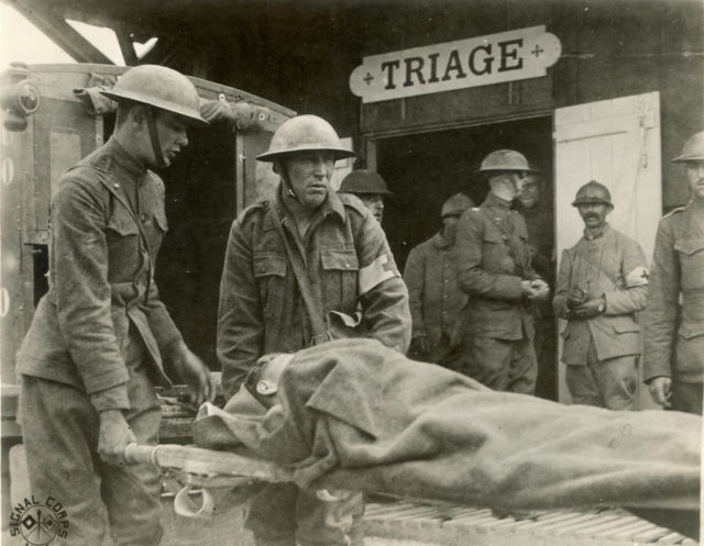 Triage station, Suippes, France, World War I. Photo Credit.