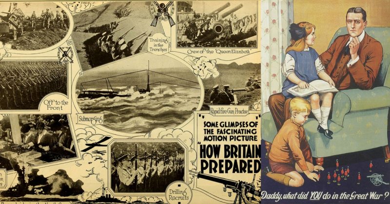 Left: How Britain Prepared (1915 British film poster), Right: The poster 