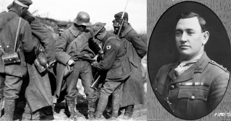 Left: Australian Soldiers Searching German POWs for Souvenirs, October 1918, Right: Lieutenant Lawrence Dominic McCarthy VC Croix de Guerre