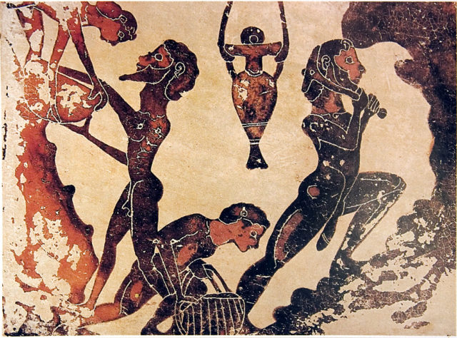 Greek slaves in the mines. though most city-states outlawed murdering slaves, ancient mine work was often a death sentence. the great Greek Philosophers hinted at the Hypocrisy of having slaves in a "free Society" Wikipedia/Public Domain 