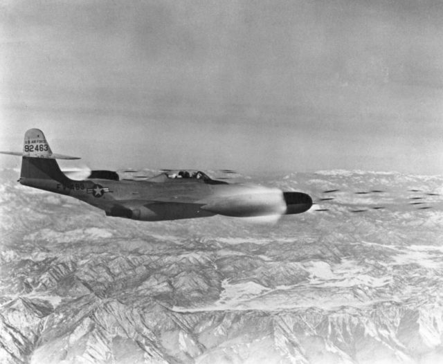 F-89D firing Mighty Mouse Rockets (Wikipedia / Public Domain)