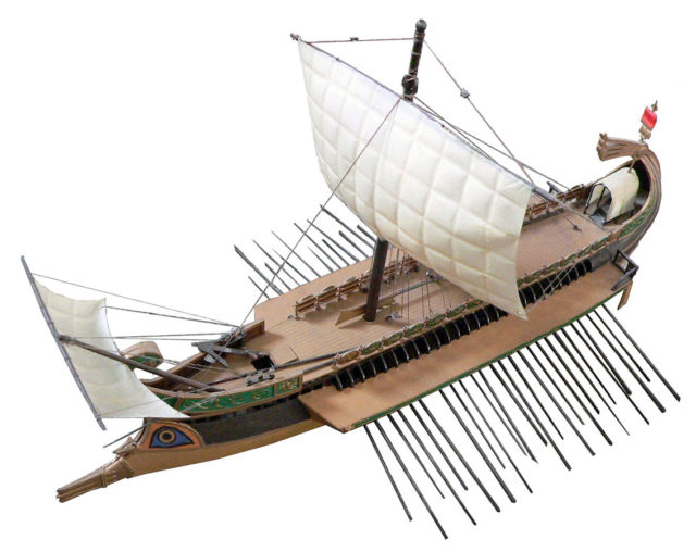 Model of a Roman bireme. Photo Credit.