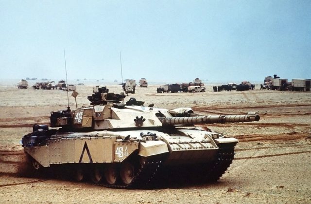 British Army Challenger 1 main battle tank during Operation Desert Storm.