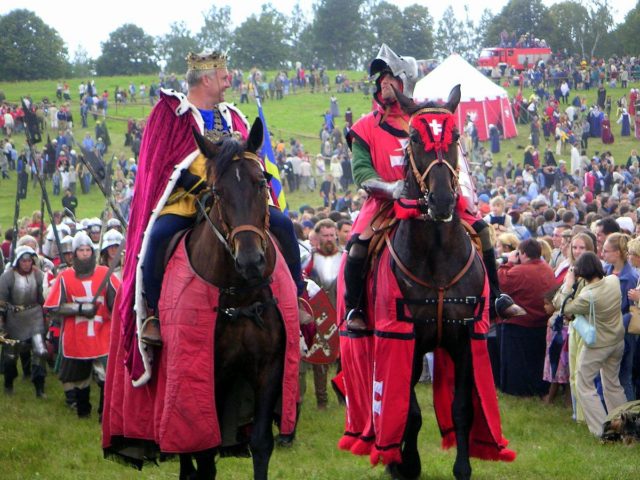 King Władysław II Jagiełło in a 2003 reenactment of the battle. Photo Credit.