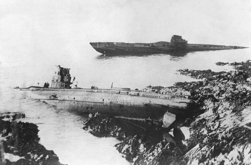 German U-Boats, grounded during the war. Public Domain / Wikipedia