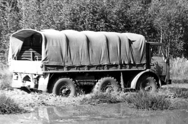 Tests flatbed truck ZIL-132R on rough terrain. Photo Credit: ⒸEvgeniy Kochnev, Kolesa.ru.