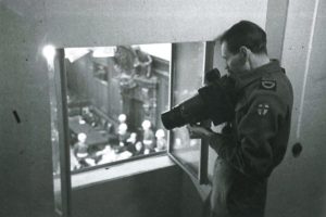 Bill Tetlow, a picture of concentration at the Nuremburg Trials