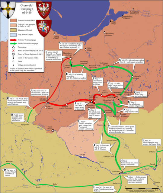 Map of army movements in the Grunwald campaign. Photo Credit.