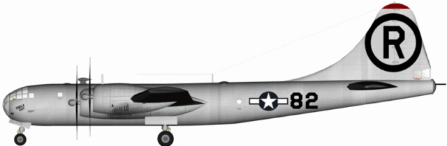 The vertical stabilizer (in red) of a Boeing B-29 Superfortress Image Source: Anybody CC BY-SA 3.0