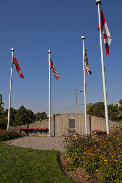 Monument at the site of Camp X in 2011. Wikimedia Commons / Gary Blakeley / CC BY-SA 3.0