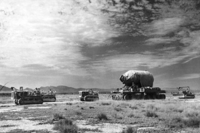 Jumbo seen being brought on to the site before the detonation. Wikipedia / Public Domain