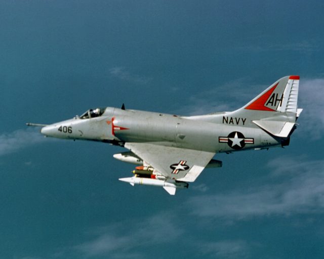 A U.S. Navy A-4E Skyhawk taking off from the USS Oriskany to engage in bombing raids over North Vietnam in November 1967 Image Source: By LT JG Nelson / Public Domain